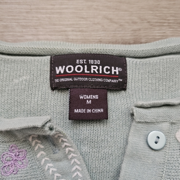 Woolrich Green Cardigan with Floral Embroidery - Picture 3 of 8